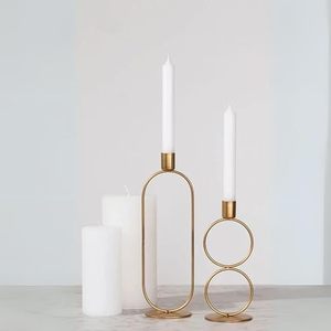 Modern <b>Brass</b> <b>Candlestick</b> <b>Holder</b> with Double Ring Design for Home Decoration - Product Image 4