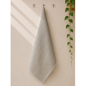 Essuie-tout de cuisine 100% lin naturel beige |   Essuie-tout en lin uni avec bordure blanche |   Serviette de cuisine en lin de qualité supérieure - Product Image 1