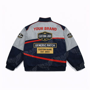 Chaqueta de Carreras Personalizada OEM para Hombre, Chaqueta Bomber de Motorsport con Logotipo Bordado, Uniforme Vintage de Equipo de Carreras, Fabricante Mayorista - Product Image 4