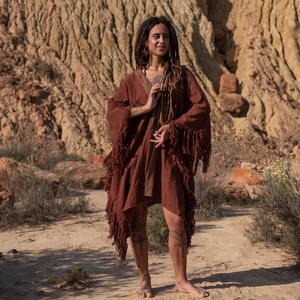 Bohemian Fringe Kimono Hippie Chic Cotton Cover Up Festival <b>Poncho</b> Cardigan Ethnic Boho Layer Stylish Beachwear for Women - Product Image 3