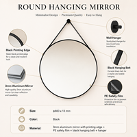 Miroir mural avec chaîne, miroir rond décoratif suspendu pour la décoration bohème de la maison