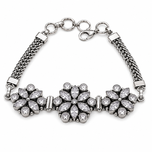 Pulsera de Lujo para Mujer con Diseño Floral Multicolor Chapada en Plata Antigua, Engaste de Bisel, Venta al por Mayor para Pedidos a Granel - Product Image 1