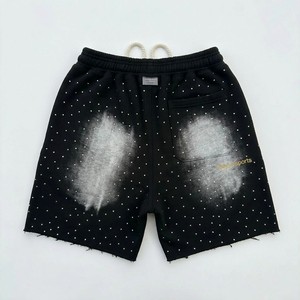 Customized Logo <b>Men</b> <b>Studded</b> Washed Sweat Shorts Relaxed Fit Drawstring Streetwear Casual Lounge Summer Fashion Bottoms - Product Image 5