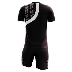 Herren Schwarzes Fußballtrikot-Set Kurzarm Rundhals Geometrischer Druck Feuchtigkeitsableitend Eng Anliegend Polyester Individuelles Logo und Name - Product Image 2