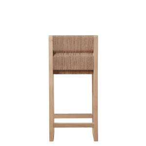 Chaise de bar moderne en teck avec dossier et assise en corde de rotin, design minimaliste, chaise haute de bar pour hôtel et usage extérieur - Product Image 3