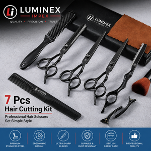 Ciseaux droits pour gauchers NYBL-55 de 5,5 pouces, JAPON, acier 440C, tranchants, dureté 58-59HRC, manche en acier inoxydable, ciseaux de barbier, cheveux, 28 - Product Image 4