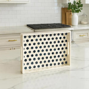 Bandejas de servir y almacenamiento de alta calidad hechas a mano con incrustaciones de hueso para bodas, fiestas, eventos, platos de servir modernos para la mesa. - Product Image 3