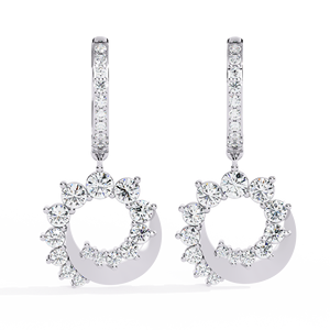 Pendientes colgantes tipo huggie con halo graduado – Pendientes de oro rosa macizo de 10K, 14K, 18K con diamantes de laboratorio CVD en forma de espiral circular - Product Image 6