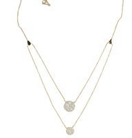 Collier en or massif 10K/14K/18K double couche avec disque de diamant de laboratoire, bijou rond en diamant de laboratoire, collier de mariage, cadeau d'anniversaire