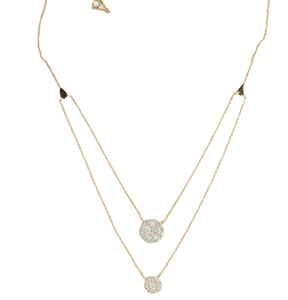 Collar de Doble Capa de Oro Sólido de 18K de Primera Calidad con Disco de Diamantes, Joyería con Diamantes de Laboratorio Redondos, Collar de Boda, Regalo de Aniversario para Mujer - Product Image 2