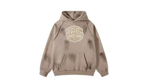 Fournisseur de sweats à capuche streetwear – Hoodie oversize noir délavé, broderie vieillie, strass, effet vintage, délavage à la pierre, MOQ 10 - Product Image 6