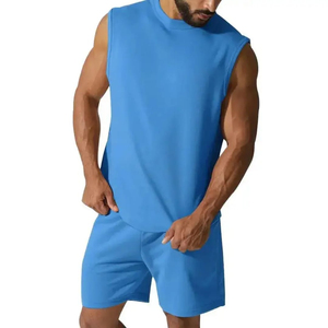 เสื้อแขนกุดคอกลมของผู้ชายเสื้อถักลำลองสีกรมท่าระบายอากาศ - Product Image 3