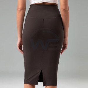 Falda lápiz ajustada para mujer, elegante falda midi de cintura alta, tela elástica para oficina, negocios y uso informal. - Product Image 6