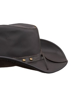 Chapeau de cowboy antique en cuir marron clouté, style western, à large bord, pour l'équitation, le ranch et la vie à la campagne, pour homme - Product Image 4