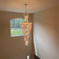 Lustre en cristal en spirale moderne et luxueux, luminaire suspendu en cascade à plusieurs niveaux, LED 3500K blanc chaud, installation facile, salon