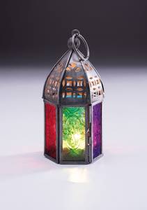 Mini Farol de Vidrio Estilo Marroquí |   Lámparas de vidrio coloridas independientes |   Portavelas ético para velas de té | - Product Image 5