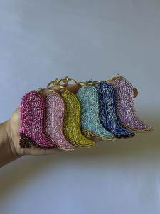 Boho Chic Embroidery Beaded <b>Keychain</b> Handmade Colorful Beadwork Purse Accessory for Women - Product Image 4