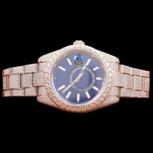 Reloj de Pulsera de Cuarzo para Hombre, Diseño Moderno, Color Azul, Esfera Redonda, Diamantes Moissanite, Estilo Hip Hop, Lujoso - Product Image 1