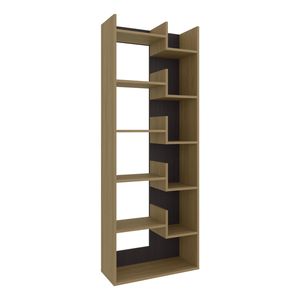 Clover 67\" Tall Free-standing 6 Tier Dark <b>Walnut</b> <b>Bookcase</b> for Home Office & Living Room Storage Cabinet Bookshelf - Product Image 2