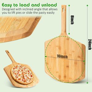 Planche à pizza en bambou naturel, planche à découper en bois naturel, plateau de service pour la maison, les restaurants, vente en gros - Product Image 6