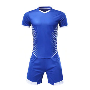 Uniforme de football personnalisé imprimé par sublimation, 100% polyester, séchage rapide, antibactérien, respirant, manches courtes, col en V, toutes saisons - Product Image 1