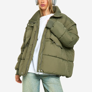 OEM Fashionable Warm Waterproof ladies Puffer Jacket <b>Women</b> Quilted <b>Coat</b> custom Embroidered logo stand collar Nylon ladies jacket - Product Image 6
