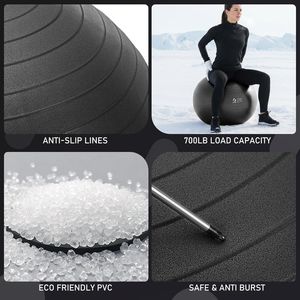 Ballon de gym 4 tailles pour fitness, yoga et thérapie physique (grossesse) – Pompe rapide incluse – Idéal pour les séances de yoga et de Pilates - Product Image 5