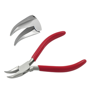 130mm Bent Chain Nose Pliers PVC Handles Smooth Jaws Spring for <b>Box</b> Joint Circlip Crimping Jewelry Making DIY Crafts Fishing OEM - Product Image 1