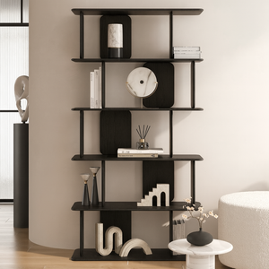 Bibliothèque en bois noir Vandana Altis Arista, design moderne en bois massif, meuble de rangement - Product Image 1