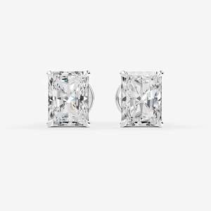 Boucles d'oreilles solitaires classiques Radiant en or rose 18 carats, rectangulaires, bijoux de luxe classiques pour tous les jours, pour femmes et unisexe, en gros - Product Image 6