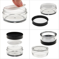 Pot cosmétique transparent en PET de 60 ml, écologique, recyclable, à paroi simple, avec bouchon à vis noir brillant, pour nettoyant visage, certifié ISO