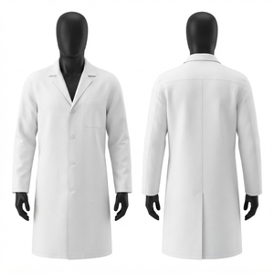 Premium Cotton Blend Woven Scrub Sets 240 GSM White Medical Workwear <b>Long</b> Sleeve Two Pocket <b>Coat</b> Custom Logo Embroidery Uniform - Product Image 1