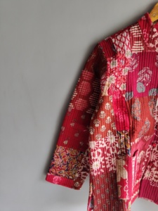 Quilted <b>Patchwork</b> <b>Jacket</b> Women's Mandarin Collar Full Sleeve Cotton Autumn Style Regular Length Patch Designs gift for her - Product Image 2