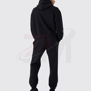 Conjunto Deportivo Informal para Hombre, Sudadera con Capucha Bordada con Flores Negras, Manga Larga, Ropa de Calle para Otoño, 100% Algodón, Corte Regular - Product Image 2