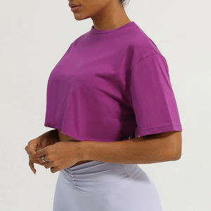 Camisetas Básicas para Mujer, Tops de Verano, Corte Recortado, Manga Corta, Corte Regular, Ecológicas, 100% Algodón, Ropa Deportiva Bonita para el Gimnasio - Product Image 3