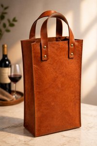 Porte-bouteille de vin en cuir véritable, prix de gros, fabrication artisanale haut de gamme, élégant sac cadeau d'entreprise LEB-0084 - Product Image 2