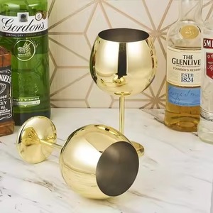 Classic Brass/Copper <b>Goblet</b> Reusable Beverage Cup 301-450ml for <b>Wine</b> Whiskey Cocktail Bar Drinking Giveaways - Product Image 1