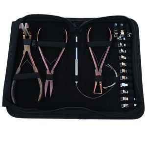 Kit d'outils pour extensions capillaires : pinces de sectionnement, aiguille courbée, pince à bandes adhésives, outil à boucles, pince à sertir plate, kit de dépose de pinces à sertir - Product Image 5