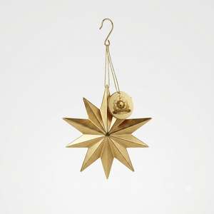 Étoile décorative dorée en métal à 10 branches pour Noël, pendentif vintage en laiton pour sapin de Noël, fournisseur d'usine d'artisanat de fêtes - Product Image 1