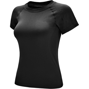 T-shirt de compression pour femme à haute élasticité, coupe ample, pour le jogging et l'entraînement en extérieur - Haut de sport respirant et à séchage rapide - Product Image 4