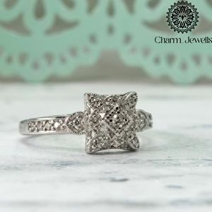 Bague de fiançailles éternité en moissanite Charm Jewels, argent 925, monture à griffes en or 14K, taille coussin, classique pour femme, IGI 3g - Product Image 5