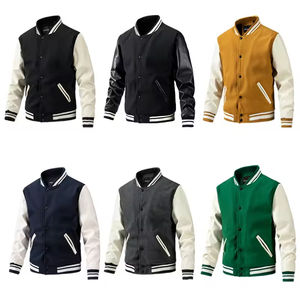 Veste universitaire d'extérieur personnalisée de haute qualité avec logo pour homme, couleur unie, manches en cuir, grande taille, veste d'hiver style Letterman - Product Image 2