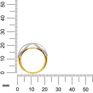 Bague en or jaune massif pour femme, motif diamant ondulé, avec bande ondulée et diamants pavés intégraux, et crème contrastante - Product Image 5
