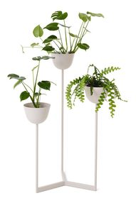 Jardinière ronde populaire avec support, en métal blanc brillant, style classique, pot pour la décoration du jardin, fait main, décoration personnalisée pour la maison - Product Image 1