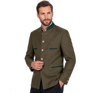Unisex Green <b>Wool</b> Lederhosen <b>Quilted</b> Jacket Heated Breathable Winter Traditional European Clothing Regular Fit Solid Color - Product Image 1