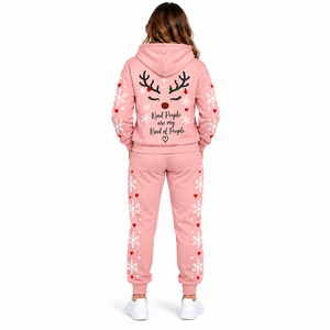 Ensemble de survêtement de Noël pour femme de haute qualité, imprimé graphique, sweat à capuche et pantalon de jogging, couleur unie, personnalisé, pour les fêtes - Product Image 2