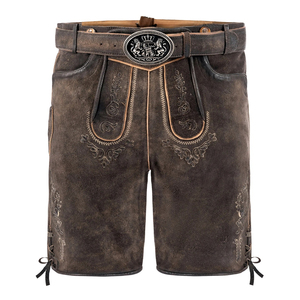 Conjunto de traje tradicional bávaro alemán para Oktoberfest, compuesto por pantalones de cuero Kniebund, camisa y calcetines (conjunto de disfraz), transpirable y ecológico. - Product Image 1