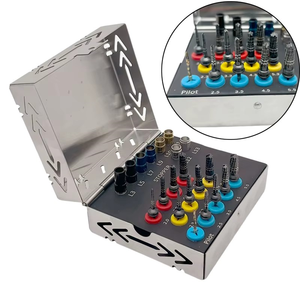 Kit de forets dentaires avec 21 unités, système de forets pour implants avec embouts, outils chirurgicaux dentaires noirs, outils de placement d'implants - Product Image 1