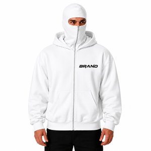 Sudadera con capucha para hombre, con logo estampado en la parte delantera, cierre completo con cremallera, forro polar, informal, para invierno, corte regular, color liso. - Product Image 1