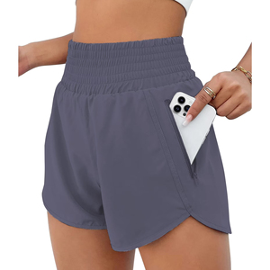 Pantalones cortos deportivos de cintura alta para mujer, de 2 capas, que absorben la humedad, pantalones de yoga y fitness, pantalones elásticos para correr, para interiores y exteriores - Product Image 2